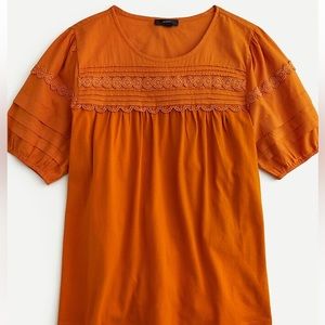 Pintucked puff-sleeve top